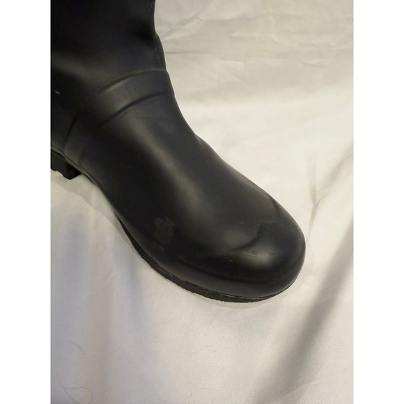 Hunter Women's Black Tall Adjustable Back Rain Boots Rubber Size US 7 EU 38 - Picture 4 of 7